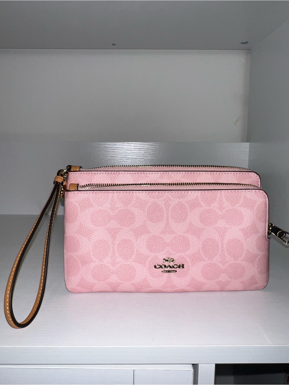 Coach Powder Pink Double Zip Wristlet